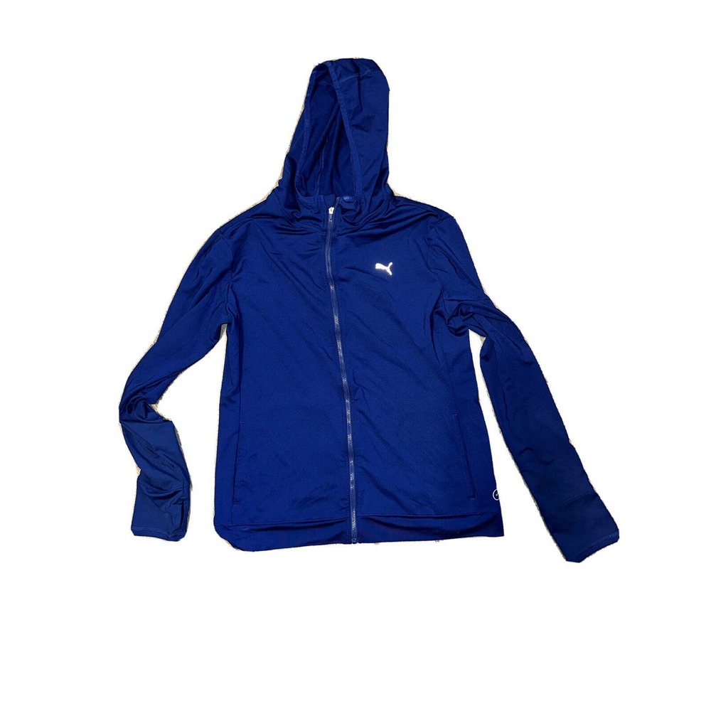 Puma blue athletic zipper long sleeve dry cell Women’s Large & Thumb Holes